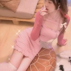 [Premium Selected] Strawberry Yogurt Bodycon Mini Dress (designer Arilf)