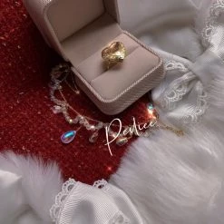 Peiliee Shop New Arrivals Lolita Doll Heart Shaped Photo Frame Ring