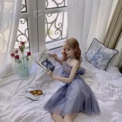 Peiliee Shop [Premium Selected] Iris Pallida Lam Lavender Dress New Arrivals