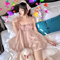 New Arrivals [Sweden Warehouse] Escaped Bunny In Peach Flower Garden Dress (designer Arilf)