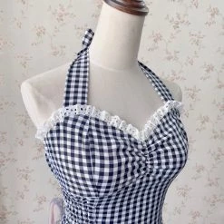 New Arrivals [Customized All Sizes] Sweet Sailor Gingham Babydoll Jumpsuit / Dress
