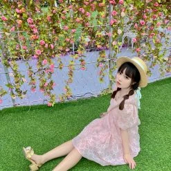 Rose Candy Rose Love Baby Doll Puff Sleeves Dress