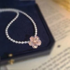 Jewelry New Arrivals Sakura Crystal Natural Gem Stone Necklace Bracelet Set