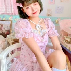 Summer Joy Soft Blossom Floral Chiffon Dress Set New Arrivals