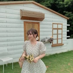 Peiliee Shop New Arrivals [Premium Selected] Romantic Melody Floral Cotton Dress