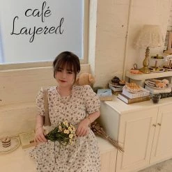 Peiliee Shop New Arrivals [Premium Selected] Romantic Melody Floral Cotton Dress