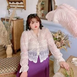 DAJUN [Curve Beauty] Angel Garden Lace Shirt Cardigan