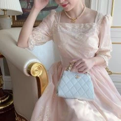 Sweet Piknis New Arrivals [Premium Selected] Princess Melody Golden Pattern Vintage Gown Evening Dress