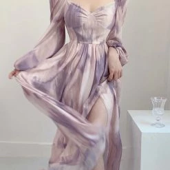 Vintage Inspired Lilac Floral Dress Gown New Arrivals