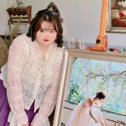 DAJUN [Curve Beauty] Angel Garden Lace Shirt Cardigan