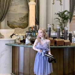 Peiliee Shop [Premium Selected] Iris Pallida Lam Lavender Dress New Arrivals