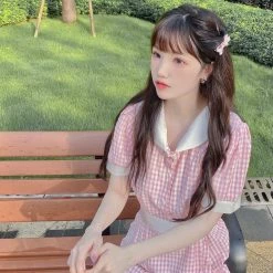 [Premium Selected] Arrived In Dream Land Gingham Dress (designer Rose Candy)