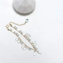 Handcrafts Marketplace New Arrivals Moonset Over The Sea Handmade Crystal 14k Gold Bracelet Birth Stone Of June