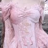 Blood Supply Summer 2022 Sakura Dream Velvet Corset Top With Sleeves