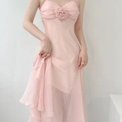 Vintage Inspired New Arrivals Soft Rose Angel Chiffon Dress