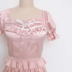 Peiliee Shop New Arrivals [Peiliee Design 5 Years Anniversary] Sakura Soft Satin Dress Set