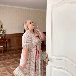 DAJUN Peach Sparkle Floral Dress New Arrivals