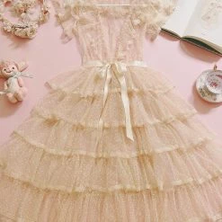 Le Flacon Leflacon [Pre-order] 'Long Vacation' Dreamy Dot Lace One-piece New Arrivals