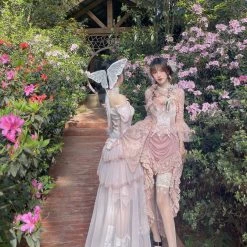 Blood Supply Summer 2022 Sakura Dream Velvet Corset Top With Sleeves