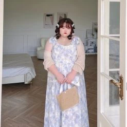 DAJUN [Curve Beauty] Cottage Ballerina Floral Vintage Dress New Arrivals