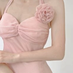 Vintage Inspired New Arrivals Soft Rose Angel Chiffon Dress