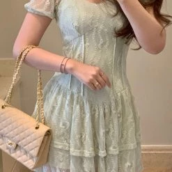 Boss JIA [Premium Selected] Minty Mojito Lace Mini Dress New Arrivals