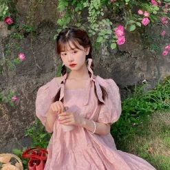 Rose Candy Rose Love Baby Doll Puff Sleeves Dress