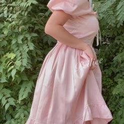 Peiliee Shop [Peiliee Design 5 Years Anniversary] Sakura Soft Satin Dress Set New Arrivals