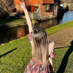 Dark Rose Floral Mini Dress Designer Arilf Summer 2022