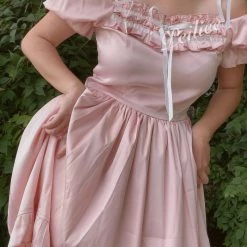 Peiliee Shop [Peiliee Design 5 Years Anniversary] Sakura Soft Satin Dress Set New Arrivals