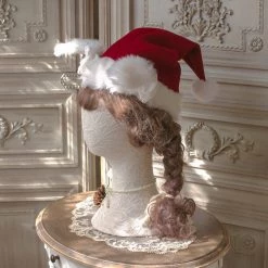 Peiliee Shop New Arrivals [2020 Version] The Sparkle Time Of The Year - Bun Bun Ear Pom Pom Faux Fur Christmas Hat