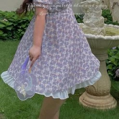 DAJUN [Curve Beauty] Galaxy Candy Floral Chiffon Dress