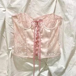 Peiliee New Arrivals [Handmade] The Pink Rose Lace Corset