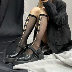 Peiliee Shop My Gothic Soul Ribbon Short Socks