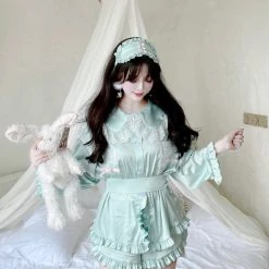 Summer Joy New Arrivals Angelic Mint Satin Lounge Wear Set