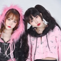 Evil Tooth Gothic Heart Faux Fur Hoody Y2k