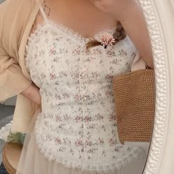 Basic Fashion [Curve Beauty] Flower Diary Floral Vest Top