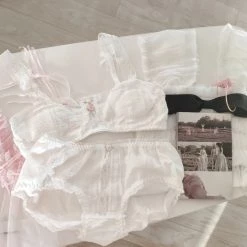 MENG 80s Vintage Babydoll Snow Lace Cotton Bralette Set 16 MENG 80s Vintage Babydoll Snow Lace Cotton Bralette Set