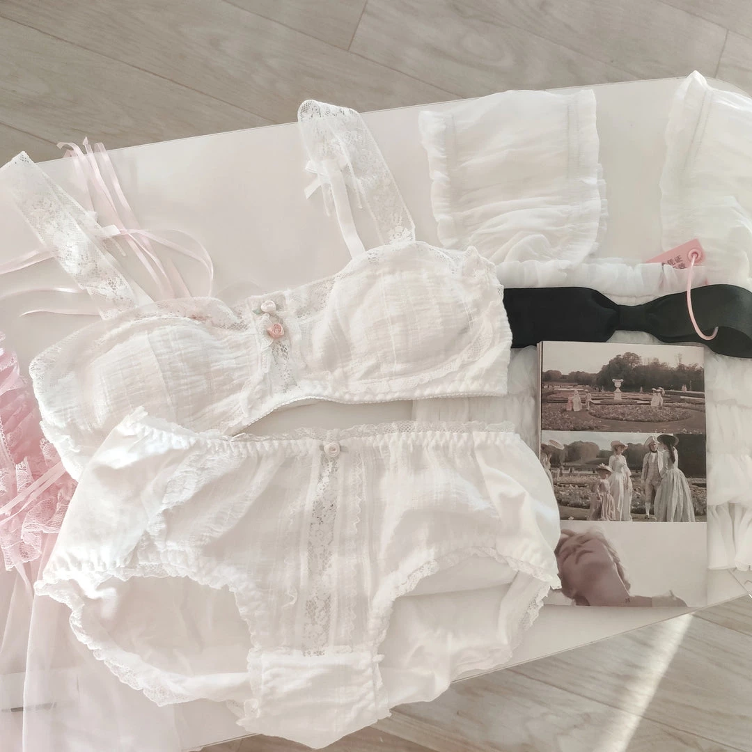 MENG 80s Vintage Babydoll Snow Lace Cotton Bralette Set 8 MENG 80s Vintage Babydoll Snow Lace Cotton Bralette Set