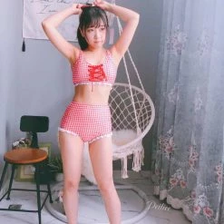 Peiliee Shop [SS2020] Love Strawberry Bikini Set High Waist
