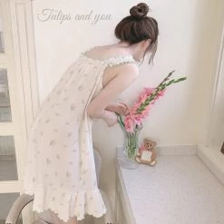 RIBERRY [Petite] Tulips And You Soft Lounge Wear Dress Pjs New Arrivals