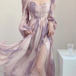 Vintage Inspired Lilac Floral Dress Gown New Arrivals