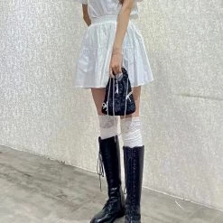 [Basic] Angelic Cloud Lace Cotton Over-knee Socks