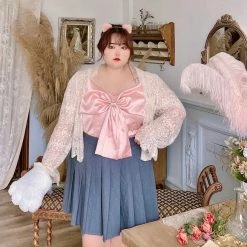 DAJUN [Curve Beauty] Angel Garden Lace Shirt Cardigan