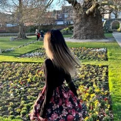 Dark Rose Floral Mini Dress Designer Arilf Summer 2022