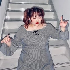 DAJUN New Arrivals [Curve Beauty] Goth Babydoll Gingham Vintage Dress