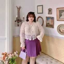 DAJUN [Curve Beauty] Angel Garden Lace Shirt Cardigan
