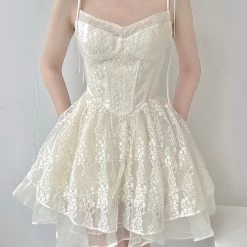 Vintage Inspired Moonlight Ballerina Lace Mini Dress New Arrivals