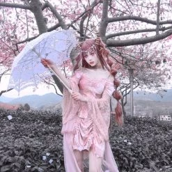 Blood Supply Summer 2022 Sakura Dream Velvet Corset Top With Sleeves