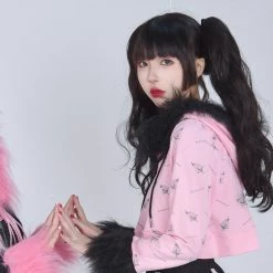 Evil Tooth Gothic Heart Faux Fur Hoody Y2k